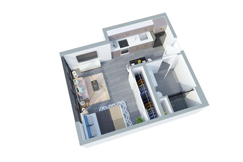 Floor plan for studio, 1 bath, 420 sqft